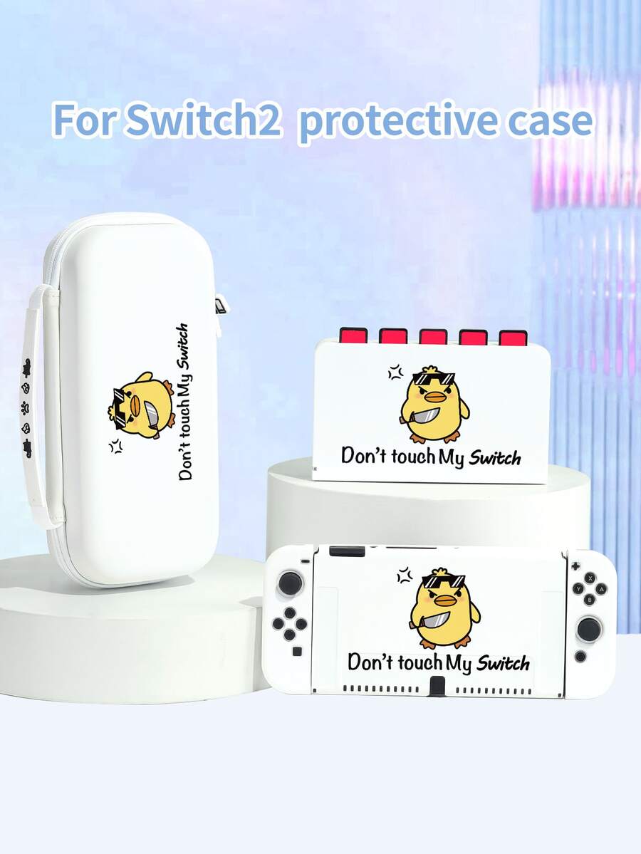 1 chiếc ốp bảo vệ hình vịt dễ thương "Đừng chạm vào máy Switch của tôi", phù hợp với 2 (2025), Switch NS/Switch OLED/Lite, phụ kiện máy chơi game Switch, túi đựng, vỏ bảo vệ Switch, đế có khe cắm thẻ, quà tặng lãng mạn cho người chơi Switch. - Nhiều màu - Xem 1