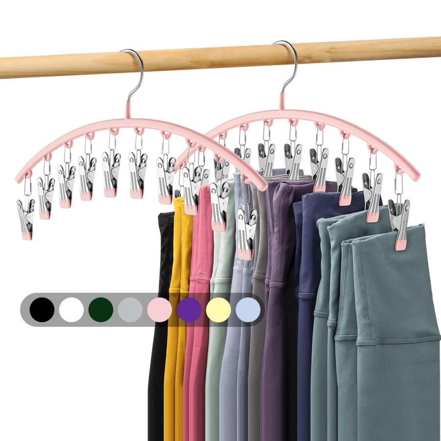 1/2/3pcs Stainless Steel Pant Hangers, Space-Saving Wardrobe Storage With 10 Clips, Durable Storage Solution, Fashionable Design, Suitable For Yoga Pants And Leggings - Closet Organizer, Pants And Socks Rack, Ideal For Clothing Stores, Great For Home And Clothing Stores For Weddings, Birthdays - Multicolor - View 1