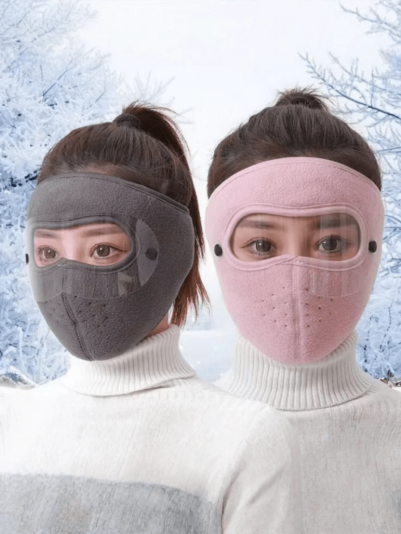1个保暖面罩，加厚抓绒内衬，带耳罩，防风滑雪面罩，适合骑行，秋冬季