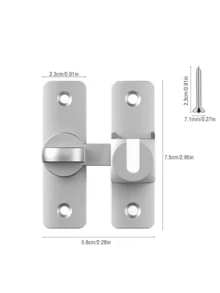 1pc 90/180 Degree Reversible Barn Door Lock, Privacy Protection - Safety Latch, Suitable For Barn Doors, Windows, Garden, Cabinets, Bathrooms, Sliding Doors Hardware - Multicolor - View 4