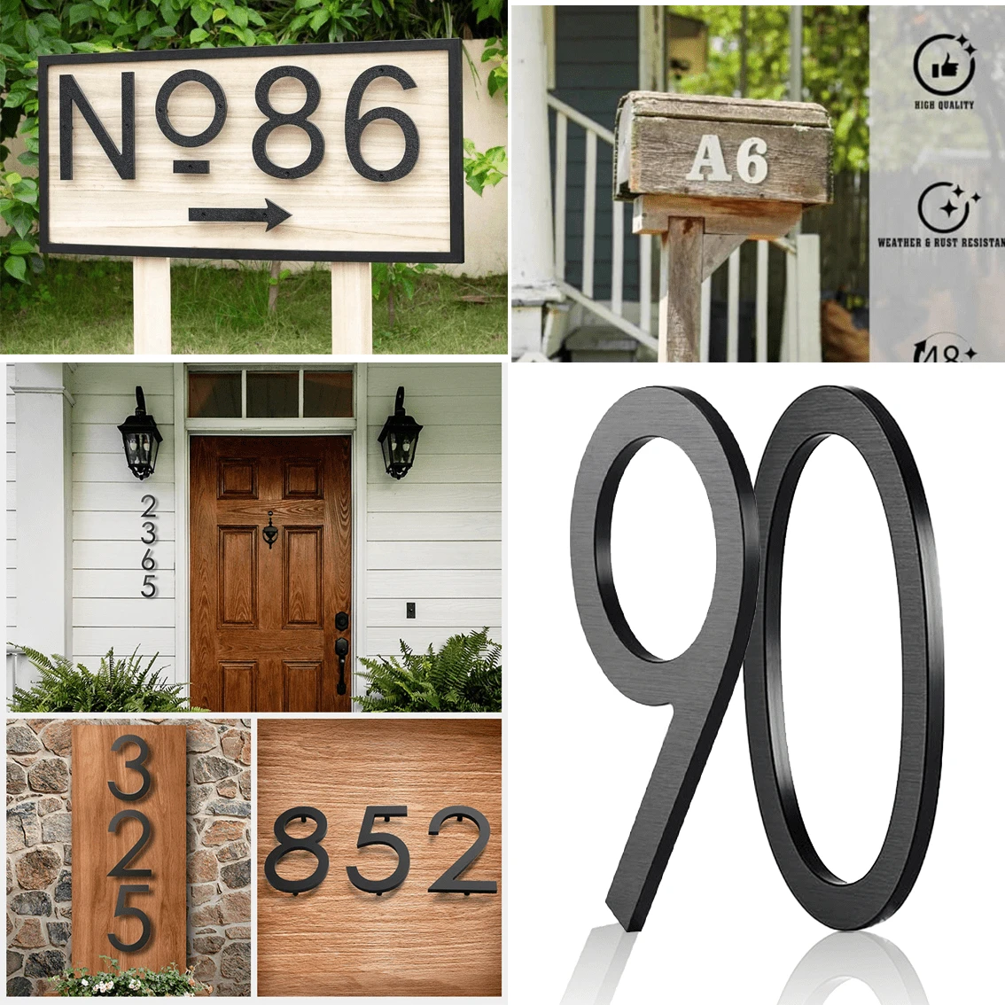 3D Acrylic Modern House Number Plaque, Self-Adhesive Wall Mounted Door Number Plate, No Electricity Needed - Durable Weather-Resistant Material - 10cm - View 1