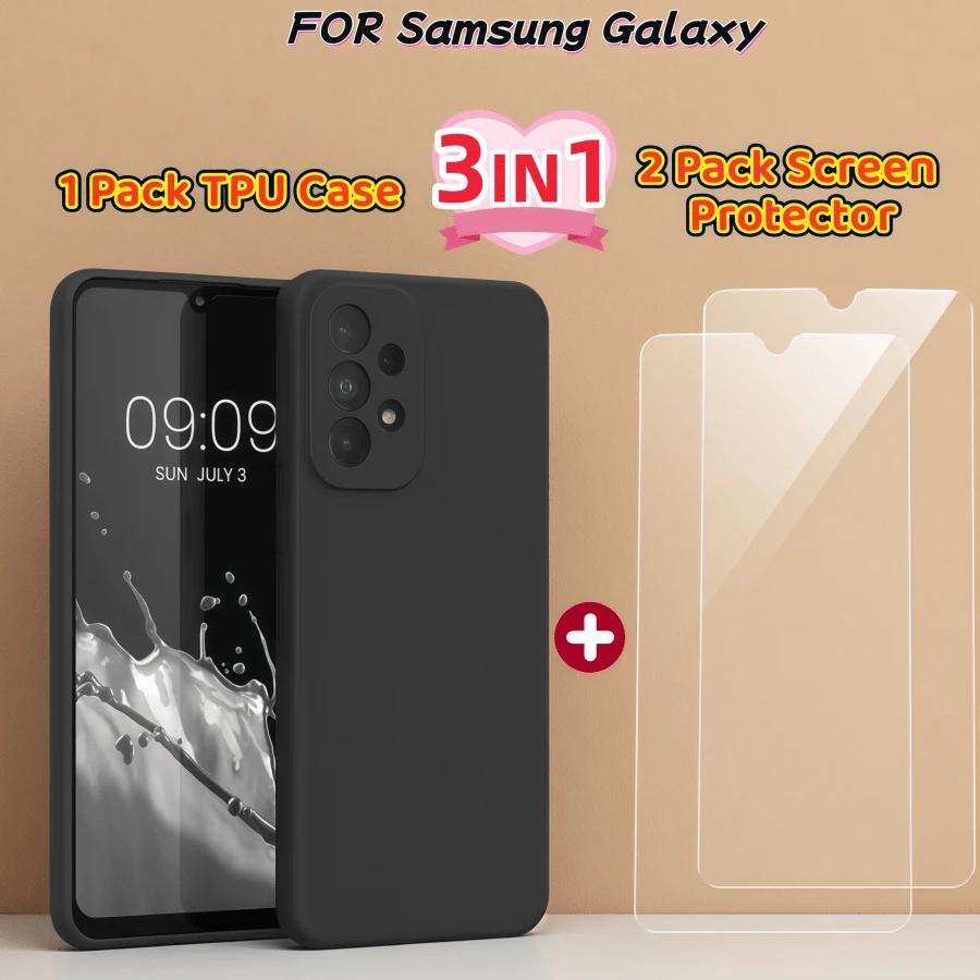 三合一套装！适用于 Galaxy A90 5G、A20s、M35 5G、A70s、A20e、M33 5G、A70、A20、M33、A50s、A16 4G/5G、M32 5G、A50、A16、M32 4G、A42 5G、A15 5G、M31、A41、A15、M30/A40S、A40s、A14 5G、M30s、A40、A14、M30、A33 5G、A13 5G、M23 5G、A32 4G、A13 4G、M23、A32 5G、A13、M22、A31、A12 5G、M21s、A30s/A50/A50s、A12 4G、M21、A30S、A12、M20 的手机壳，包含 1 个 TPU 手机壳和 2 张钢化玻璃屏幕保护膜。 - 黑色 - 查看 1