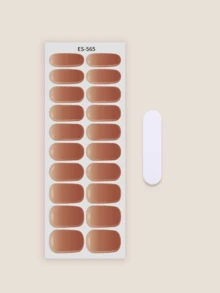 Emi UV凝胶美甲贴纸，透明底胶，20片/包，需配合UV灯使用，沙龙品质，持久耐用，ES20跨境批发，与红皮书美甲贴纸相同 - 摩卡棕 - 查看 3