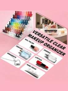 1Pc 7 Layers Nail Polish Storage Box, Makeup Organizer Cosmetics Storage, Detachable Multi-Layer Cosmetics Storage Rack, Oil Holder Cosmetic Display Case Sunglasses Eyewear Shelf Tray, Living Room Decor, Wedding Decoration, Back To School, Christmas - Multicolor - View 8