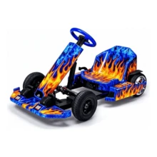 Electric Go Kart For Kids, Adjustable Ride-On Toy With Fire-Colored Lights - Fire - View 1