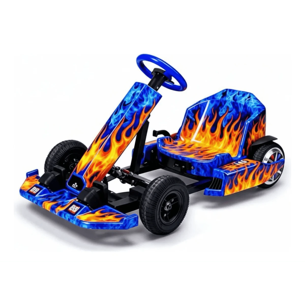 Electric Go Kart For Kids, Adjustable Ride-On Toy With Fire-Colored Lights - Fire - View 1