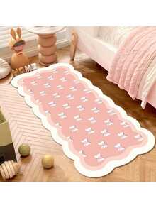 1 pieza Alfombra de imitación de lana con lazo en color melocotón, alfombra decorativa para dormitorio, decoración del hogar, alfombra para sofá, decoración de dormitorio, alfombra pequeña, alfombra de moda creativa moderna, alfombra para sala de estar, alfombra pequeña para sala de estar, alfombra para dormitorio, alfombra para exteriores, alfombra lavable, regalo para niños y niñas, alfombra de Acción de Gracias, suave y lavable a máquina, adecuada para decoración de sala de estar, oficina, cafetería y balcón - Multicolor - Ver 3