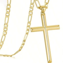 20. 22 And 24 Inch Men's And Women's Cross Necklaces, Men's Jewelry, Women's Jewelry, Golden Cross Necklaces, Bohemian Style, Casual Style, Fashionable Luxury Design Style, Street Hip-Hop Style (With Exquisite Gifts Included) - Vàng - Xem 1