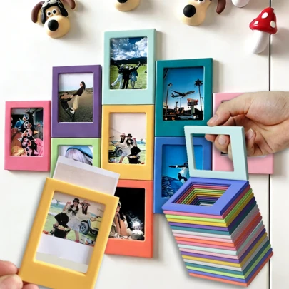 5/10/20pcs Magnetic Refrigerator Photo Frames, 3 Inch Colorful Magnetic Photo Frame Album Suitable For Mini Film