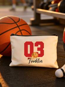 Bolsa de lona con tema deportivo personalizada - Bolsa de lona portátil personalizada, se puede imprimir nombre y patrones deportivos, adecuada para: regalos de fiesta con tema deportivo, regalos de fiesta de cumpleaños, bolsas de regalo personalizadas para celebraciones de campeonato de equipo, bolsas de almacenamiento exclusivas para jugadores de partidos de de baloncesto de exalumnos, bolsas esenciales para aficionados al día del partido de fútbol, decoraciones de fiesta y regalos del día del partido. - Multicolor - Ver 2