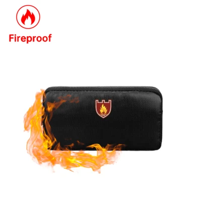 Black Flame Resistant Mobile Power Pouch Silicone Fcord Organizer Bag Storage Cash Cell Phone Credit Ccard Passport Travel Suitable For Home Travel Organizer Size 20.5*11*2 Cm Small Storage Pouch, Battery Storage Pouch