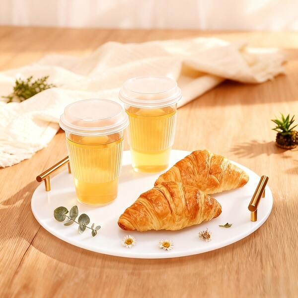 Acrylic Tray With Gold-Tone Handle, Suitable For Living Room, Kitchen, Dining Room And More Occasions