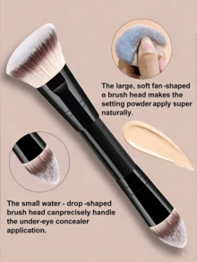 4pcs Professional Dual-Ended Makeup Brush Set - Angled & Tapered Foundation Brush, Contour Brush, Blush Brush, Powder Brush, Eyeshadow Brush, Concealer Brush, Highlighter Brush, Blending Brush. Soft Fiber Brushes, Portable For Travel, Great Gift For Women And Girls.