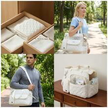 Transportín pequeño para mascotas para conejo y hámster - Bolsa plegable y transpirable con 3 lados de malla, 3 bolsillos, correa acolchada y antiescape para viajes y paseos veterinarios - Multicolor - Ver 2