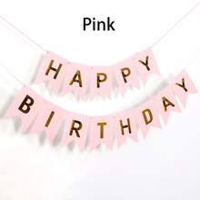 1pc Happy Birthday Gold Foil Pennant Flag, Decorative Banner For Party Supplies - Multicolor - View 14