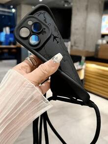 飞机图案单件装极简地图与飞机线条设计高韧性TPU防震保护手机壳，配手工编织挂绳，适合作为节日礼物，兼容 XS/XS Max/XR/11/12/13/14/14 Plus/15/15 Plus/16/16 Plus/7/8 Plus/17等型号 - 彩色 - 查看 2