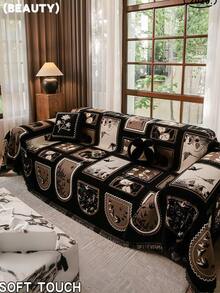 1pc Chenille Sofa Blanket, Bohemian Style Leaf Pattern, Soft & Durable, Pet-Friendly, Machine Washable, 100% Polyester, With Sofa Protector Cover, Suitable For Bedroom, Living Room, Home Decor - Multicolor - View 12