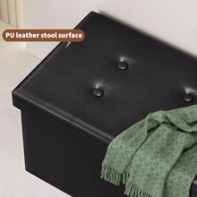 Lislark Storage Bench 110x38x38cm Storage Box End Of Bed Storage Bench Storage Bench For Home Living Room Ottoman Storage Folding Box Foot Stool Faux Leather Seat Storage Trunk Bench - Black - View 8