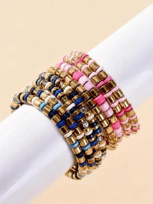 1条时尚奢华合金手链，适合女士佩戴，情侣手链，日常搭配，情人节、母亲节礼物、生日珠宝礼物 - 款式 1 - 查看 7