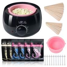 VIILIFE Waxing Kit Women Men Wax Warmer Hair Removal At Home With 6 Bags Beans Body Waxing For Eyebrows Nose Cheeks Arms Bikinis Legs 62 Accessories - 查看 1