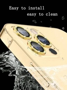3d Eagle Eye Camera Lens Film Compatible With IPhone With High Definition Reinforced Tempered Glass Metal Camera Lens Protector With Rhinestone Decor, Anti-Scratch, Anti-Shock, Light Luxury Fashion Mobile Phone Accessory Applicable To Daily Shield, Office, Home Daily Shield Office Home Phone Camera Cover Sparkling Crystal Waterproof Shockproof Anti-Fall Scratch Resistant - Gold - View 3