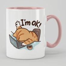 Cốc sứ in hình mèo "Tôi ổn" - Có thể tái sử dụng, giữ đồ uống nóng hoặc lạnh, món quà lý tưởng cho người yêu mèo, chỉ rửa bằng tay. - Nhiều màu - Xem 15