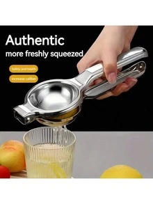 1-Piece Premium Stainless Steel Heavy Duty Manual Citrus Juicer - Large Hand-Press Lemon-Lime Squeezer With Ergonomic Grip, Durable Kitchen Tool For Home And Restaurant Use, Stylish Metal Exterior, Solid Construction - Silver - View 2