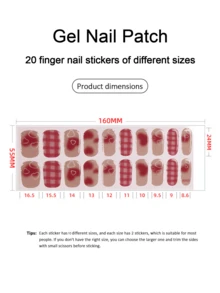 Emi UV Gel Nail Stickers, Transparent Base Gel, 20pcs/Pack, Requires UV Lamp, Salon Quality, Long-Lasting, ES20 Cross-Border Wholesale, Same As Red Book Nail Stickers - Pink - View 4