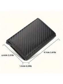 Men's Anti-Theft Magnetic Carbon Fiber RFID Aluminum Alloy Card Holder, Metal Pop-Up Credit Card Holder 8 Card Slots, Simple Design RFID Wallet, Suitable For Commuting, Business And Leisure Occasions, Minimalist Style - 黑色 - 查看 7