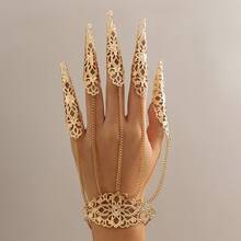 Gold Openwork Floral Plate Finger Sleeve/finger Chain
