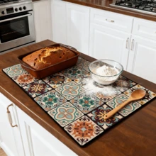 1 Peça Tapete Absorvente Macio para Secagem de Balcão de Cozinha (Base de Borracha Antiderrapante, Tapete de Isolamento de Diatomita Estilo Ramadã Boêmio), Tapete de Diatomita Premium Antiderrapante | Base de Borracha Antiderrapante | Adequado para Banheiro, Cozinha e Chuveiro, Múltiplos Tamanhos Disponíveis [Tapete de Banheiro][Tapete de Banheiro][Tapete de Banheiro] Outono/Inverno/Decoração Romana/Decoração Doméstica/Decoração da Casa - Multicolorido - Visão 13