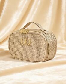 Christian Dior 2025限量版圣诞化妆包，闪耀金色编织纹理，散发迷人光泽，打造耀眼效果 - 金色 - 查看 2