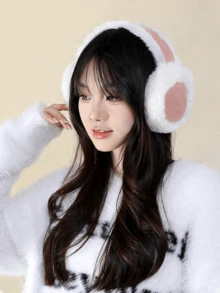 女士可爱毛绒耳罩头带，舒适保暖耳罩，防寒，适合秋冬季日常佩戴，冬季白色耳罩 - A - 查看 5