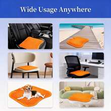 Orange Double-Layer Thick Gel Seat Cushion, Column-Shaped Breathable Anti-Slip Cover, Pressure Dispersion Design, Suitable For Office And Car Wheelchair Elastic Furniture Protection Cover - Orange - View 2