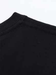 1pc Men'S Plus-Size Crew Neck T-Shirt |   Size 1X-5X, Fashionable Retro Style, Short Sleeves, Casual Style, Comfortable Fit, Suitable For Family Gatherings And Casual Wear, Plus Size - 黑色 - 查看 3