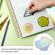 Papel adhesivo láser A4 para impresora de inyección, 22 hojas/paquete. Absorbe tinta rápidamente sin difusión ni manchas, imágenes nítidas. Resistente al agua y eficiente. Con película de aluminio, seca rápido. Apto para impresoras de inyección. Ideal para imprimir fotos, álbumes, carteles, cartas, libros y proyectos DIY. Cantidad suficiente para cubrir diversas necesidades. - Blanco - Ver 6