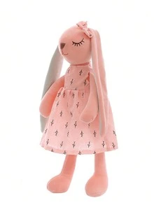 1个35厘米/13.77英寸可爱兔子毛绒玩偶，柔软填充动物玩偶，睡兔玩偶，莫莉玩偶，毛绒兔子玩偶，复活节礼物 - 彩色 - 查看 3