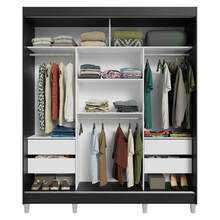 Ropero Madesa Reno 3 Puertas Corredizas Con Espejo y Pies M1 - Negro y Marrón - Ver 7