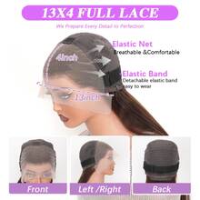 Uveous Chocolate Brown Lace Front Wigs Human Hair Pre Plucked 13x4 Straight Lace Front Wigs Human Hair 200% Density Colored #4 Light Brown Wig HD Lace Frontal Wigs For Women - S4 - 查看 8