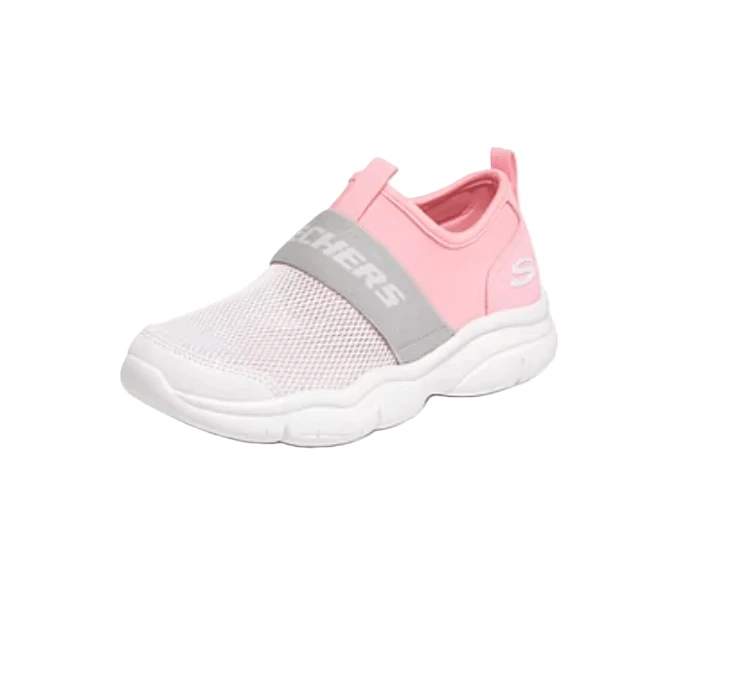 Skechers 新款儿童透气网面休闲运动鞋 - 白色/粉紅色 - 查看 1