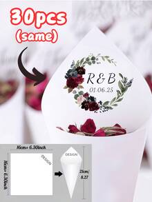 1/10/30/50/100pcs Customizable Confetti Cone Template - Printable Wedding Toss Cones For Rice, Petals, Confetti, DIY Wedding Recessional Decor, Valentine's Day Gift, Wedding Gift, Wedding Accessories, Bridesmaid Gift, Christmas Gift, Christmas Decor, Thanksgiving Gift, New Year Gift, Party Decor ,Forever Love, Personalized Wedding Favors - Multicolor - View 14