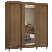 Ropero Closet Madesa Reno 3 Puertas 1 Espejo Con Pies MM - Marrón - Ver 12