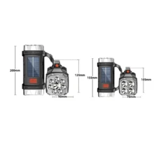 Linterna LED súper brillante, linterna solar, linterna recargable por USB, linterna táctica COB, linterna de largo alcance, luz para pesca y camping, equipo de camping - Negro - Ver 11