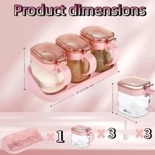 Set Of 3 Pink Coffee Containers, Glass Spice Jars, Spice Storage Set, Suitable For Coffee Beans, Candy, Oats, And Nuts - 無色 - 查看 3