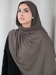 1pc Solid Color Elegant & Soft Scarf, Women's Viscose Comfortable Multifunctional Headscarf, Suitable For Daily Wear,Beach,Holiday - Dark Khaki - View 3