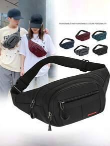 Unisex Casual Waterproof Waist Bag, Lightweight Nylon Material, Adjustable Shoulder Strap, Zipper Closure, Polyester Lining, Hand Wash Recommended, Large Capacity, Suitable For Business, Sports And Vacation Occasions