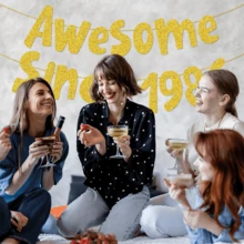 1Set,Gold "1996/1986/1976/1966/1956" Birthday Party DIY String Flash Banner, 30/40/50/60/70 Birthday Party Decoration,Glitter Gold 30th/40th/50th/60th/70th Birthday Banner,Funny 50th Birthday Decorations For Men Women 30 Years,Vintage Happy 40th Birthday Party Anniversary Supplies Gifts Ideas - Gold - View 2