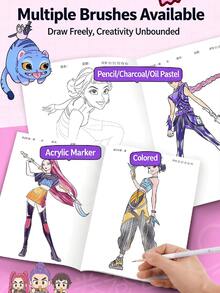 1本《女巫猎人》团体涂色书，KPOP动漫周边，素描本，儿童涂色书