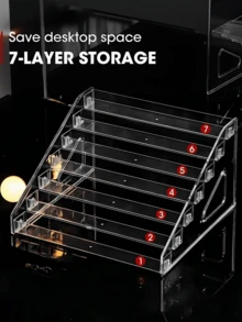 1Pc 7 Layers Nail Polish Storage Box, Makeup Organizer Cosmetics Storage, Detachable Multi-Layer Cosmetics Storage Rack, Oil Holder Cosmetic Display Case Sunglasses Eyewear Shelf Tray, Living Room Decor, Wedding Decoration, Back To School, Christmas - Multicolor - View 11