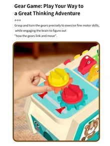 1 Set Multifunctional Wooden 5-In-1 Farm Truck | Shape Matching Game, Xylophone, Clock Recognition, Gear Game | Educational Puzzle Toy - Multicolor - View 7
